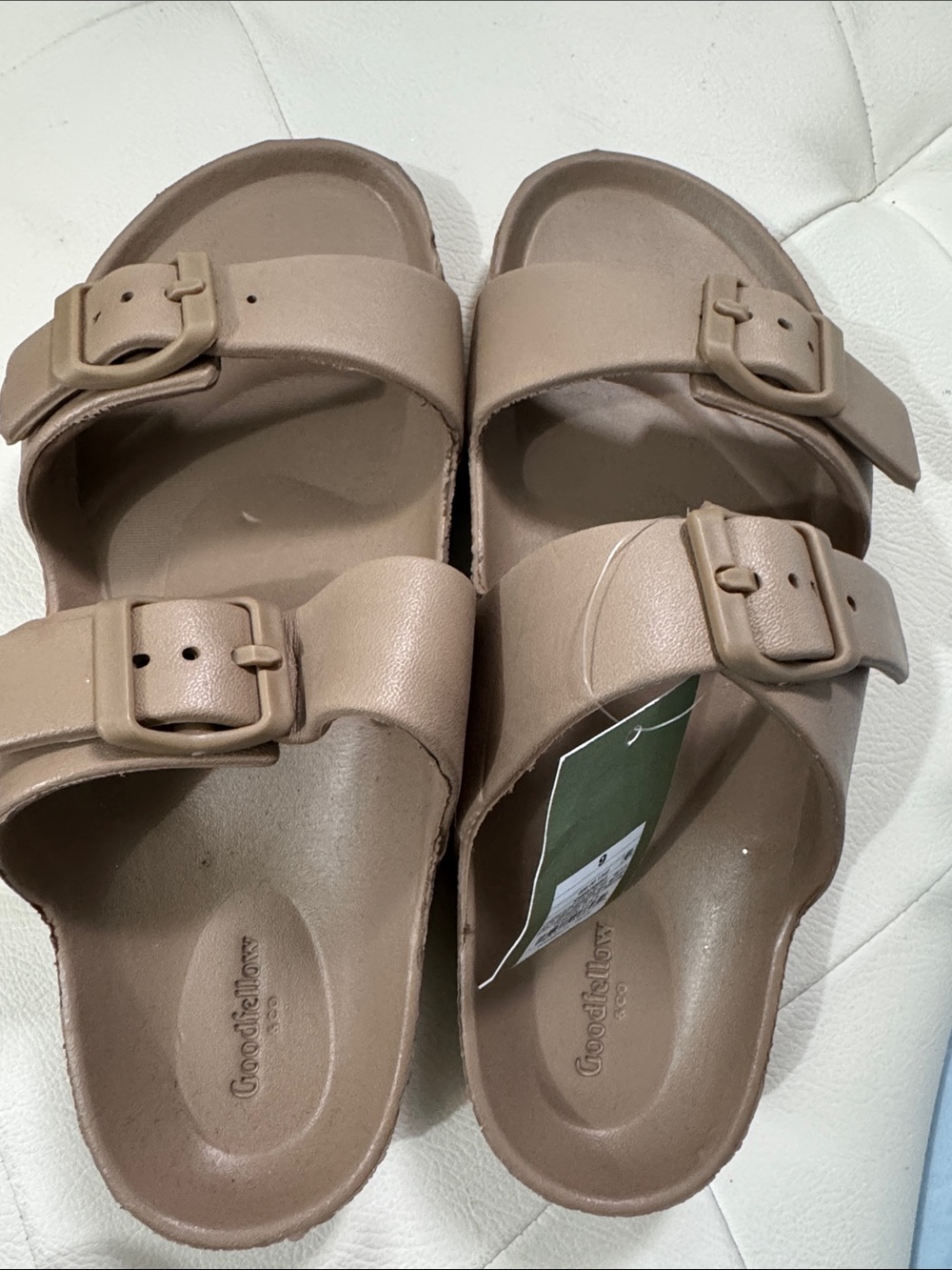 Goodfellow & Co Women’s Taupe Double-Buckle Slide Sandals